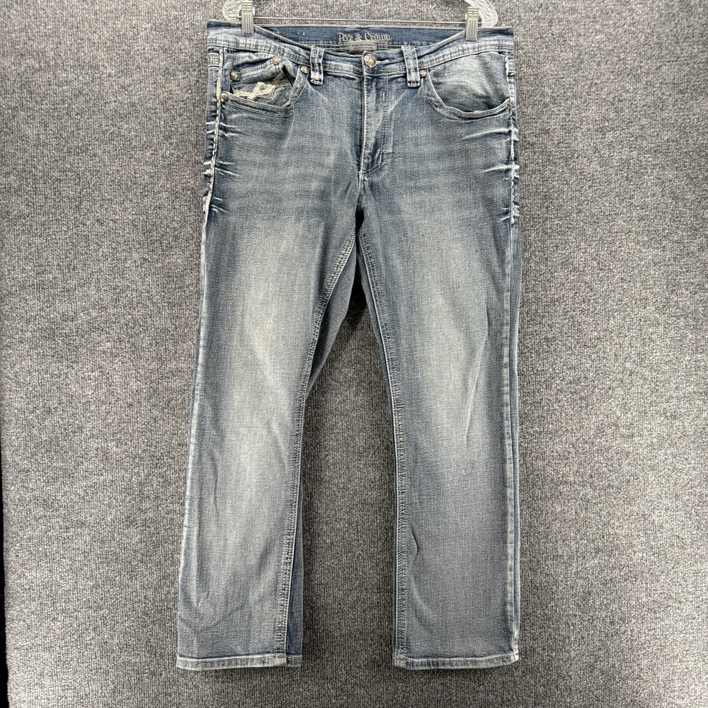 Axe & Crown Jeans Mens 34x30 Slim Fit Straight Blue Wash Denim Casual Western